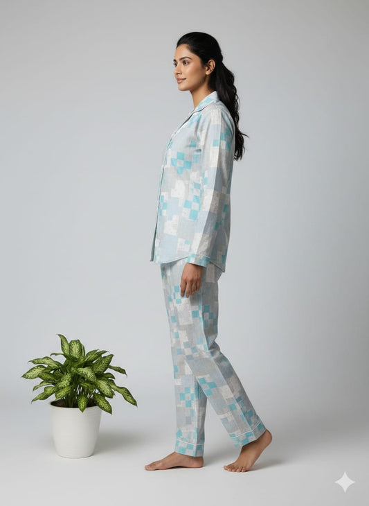 Pikaru Women's Cotton Kaftan Pyjama Set