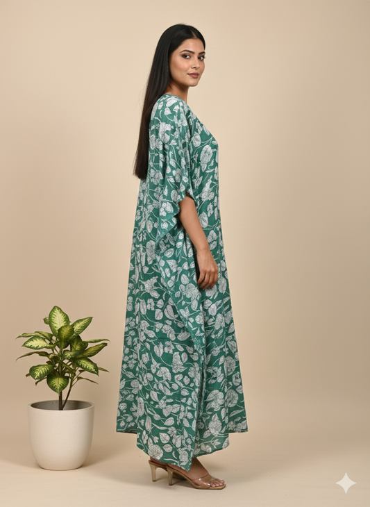 Pikaru Fashion Women's Cotton Tiger Print Kaftan & Kimono - Striped Bohemian Beachwear - Luxury Resort Loungewear Collection