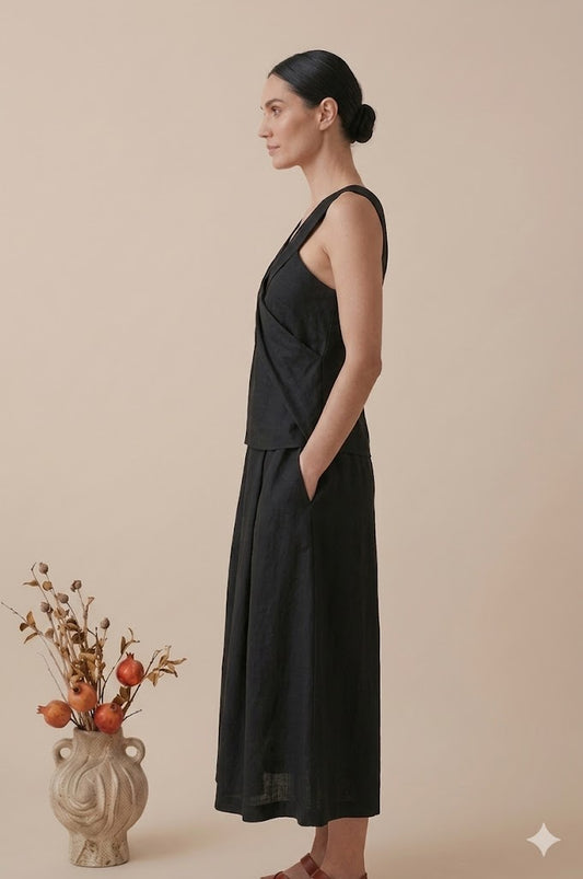 Black Linen Co-ord Set for Women