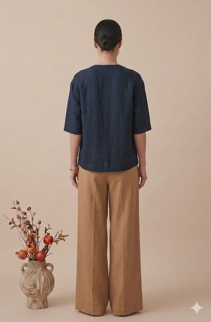 Navy Blue Linen Co-ord Set for Women