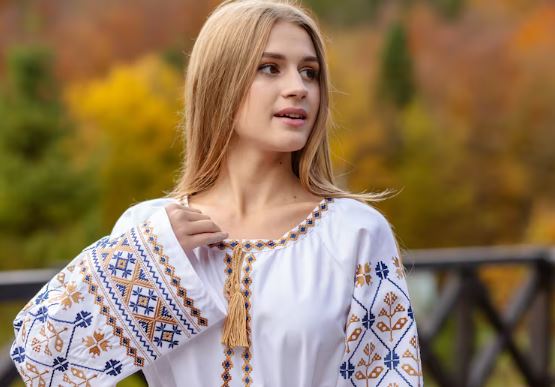 White Hand-Embroidered Cotton Maxi Dress for Women – Boho Folk Tassel Sleeve Vyshyvanka Style