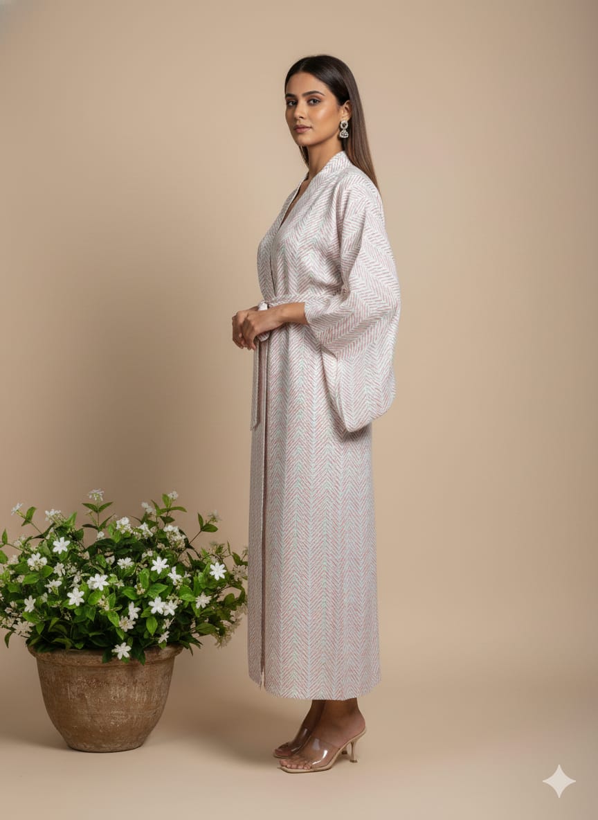 Women’s Cotton Wrap Kimono Dress – Elegant V-Neck Belted Casual Summer Dress