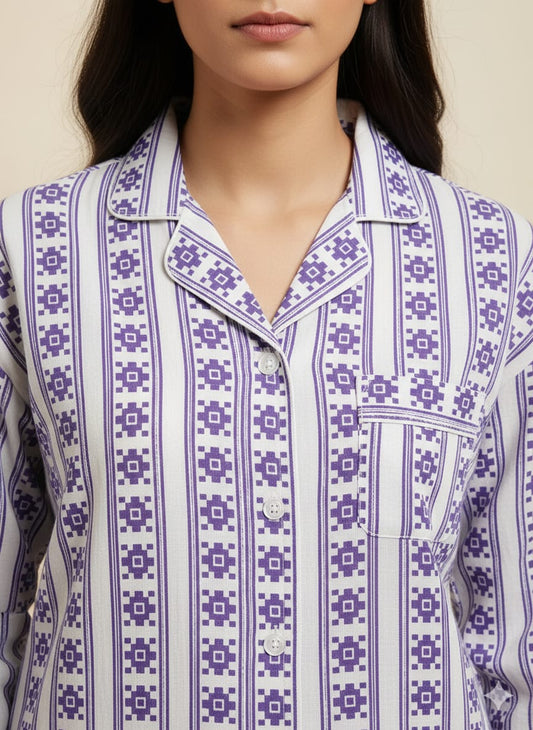 Pikaru Women's Cotton Kaftan Pyjama Set