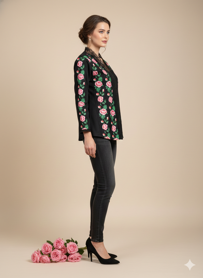 Valentine’s Special: Hand-Block Print Women’s Floral Top | 100% Organic Cotton Boho Blouse | Unique Artisan-Made Romantic Gift for Her