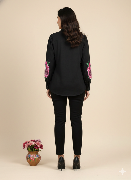 Valentine’s Special Women’s Hand-Block Print Floral Top | 100% Organic Cotton Boho Blouse | Unique Artisan-Made Romantic Gift for Her