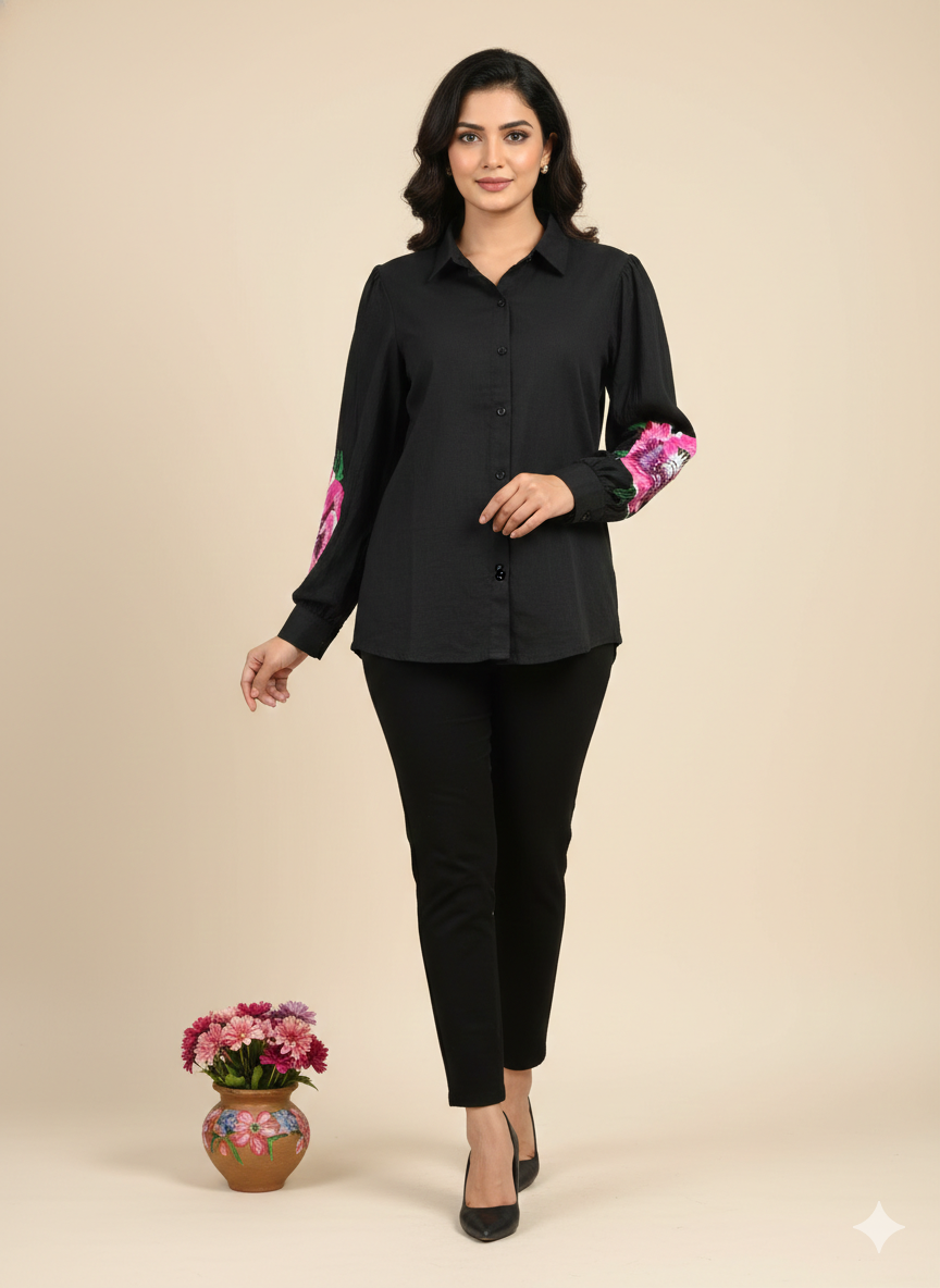 Valentine’s Special Women’s Hand-Block Print Floral Top | 100% Organic Cotton Boho Blouse | Unique Artisan-Made Romantic Gift for Her