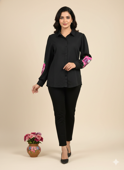 Valentine’s Special Women’s Hand-Block Print Floral Top | 100% Organic Cotton Boho Blouse | Unique Artisan-Made Romantic Gift for Her