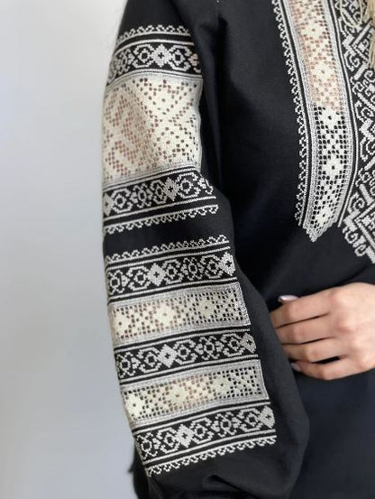 Hand-Embroidered Black Folk Cotton Blouse – White Puff Sleeve Boho Top with Tassel Best Product Description (copy-paste kar do):