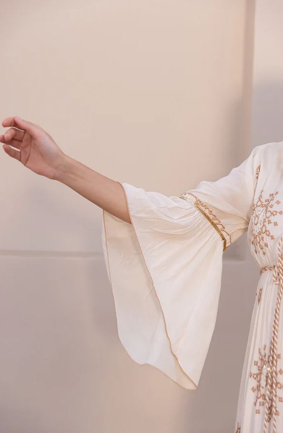 White Sun Moon Star Sequin Boho Maxi Dress | Cotton Bell Sleeve Tassel Tie Tiered Resort Wear