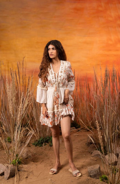 vory White Boho Cotton Lace Co-Ord Set | Tassel Top & Palazzo Pants | Festival Resort Wear Women