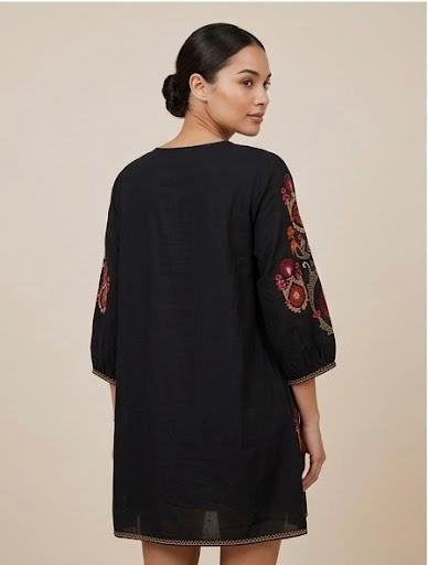 Black Embroidered Short Kurti