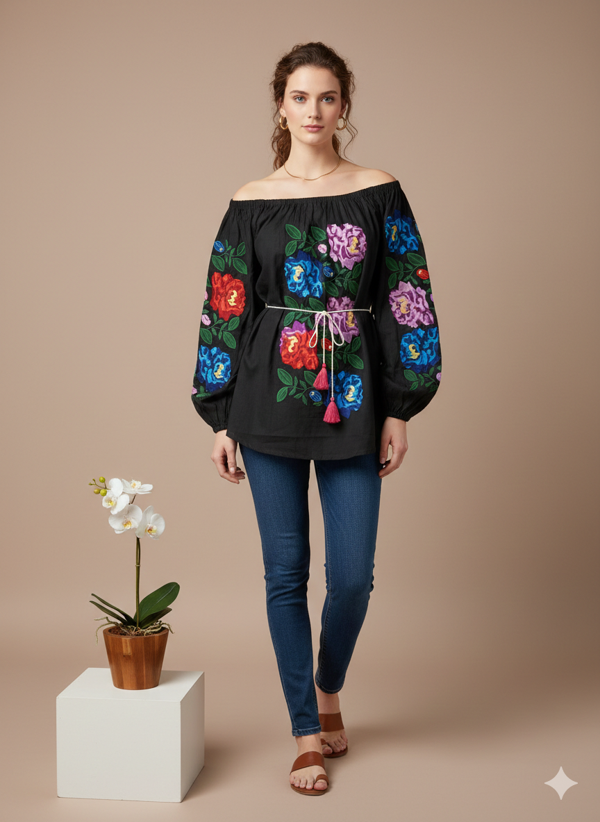 Women’s Hand-Block Print Floral Top | 100% Organic Cotton Boho Blouse | Unique Artisan Gift for Her