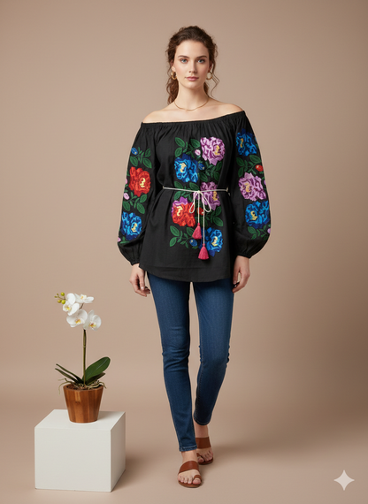 Women’s Hand-Block Print Floral Top | 100% Organic Cotton Boho Blouse | Unique Artisan Gift for Her