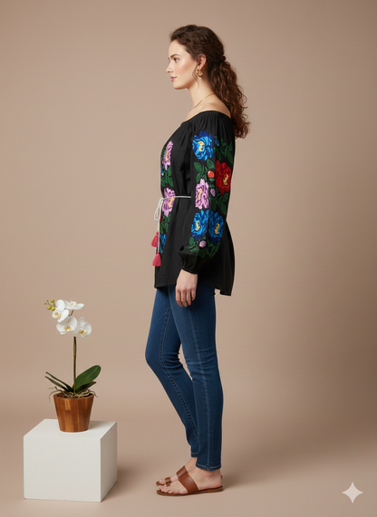 Women’s Hand-Block Print Floral Top | 100% Organic Cotton Boho Blouse | Unique Artisan Gift for Her