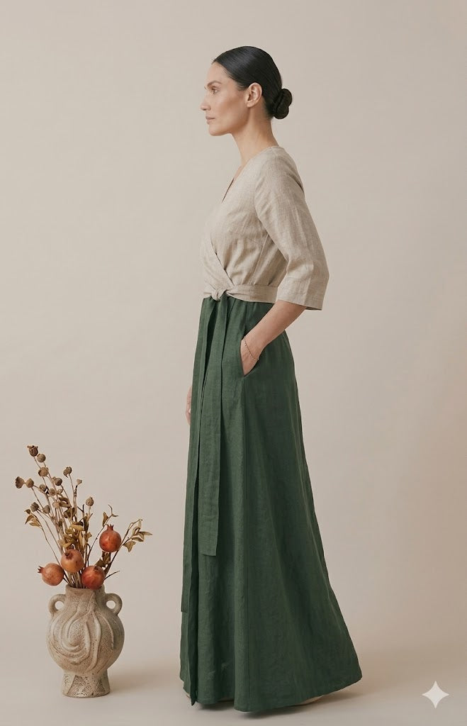 Linen Wrap Top & Maxi Skirt Co-ord Set