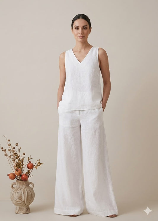White Linen Co-ord Set for Women