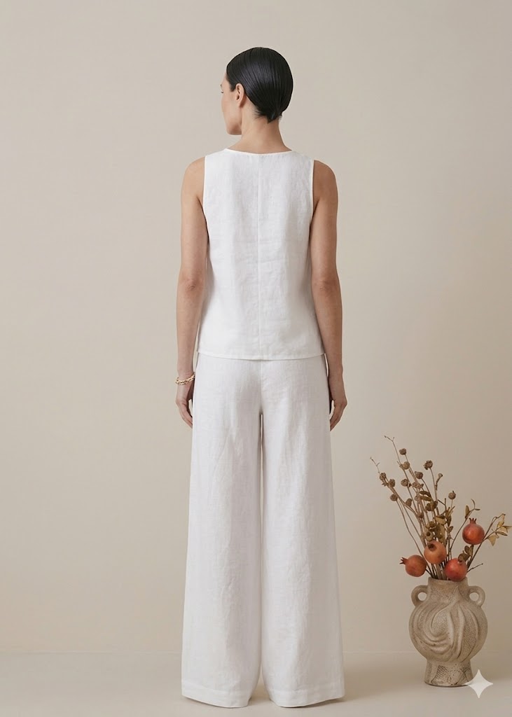 White Linen Co-ord Set for Women