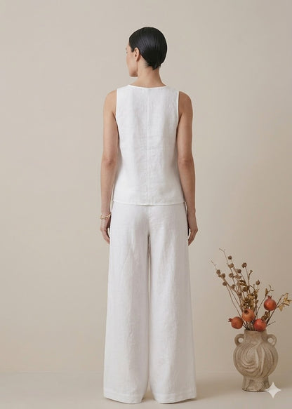 White Linen Co-ord Set for Women