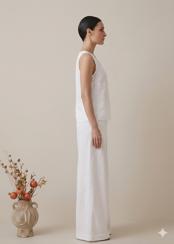 White Linen Co-ord Set for Women