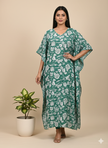 Pikaru Fashion Women's Cotton Tiger Print Kaftan & Kimono - Striped Bohemian Beachwear - Luxury Resort Loungewear Collection