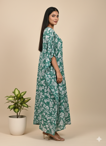 Pikaru Fashion Women's Cotton Tiger Print Kaftan & Kimono - Striped Bohemian Beachwear - Luxury Resort Loungewear Collection