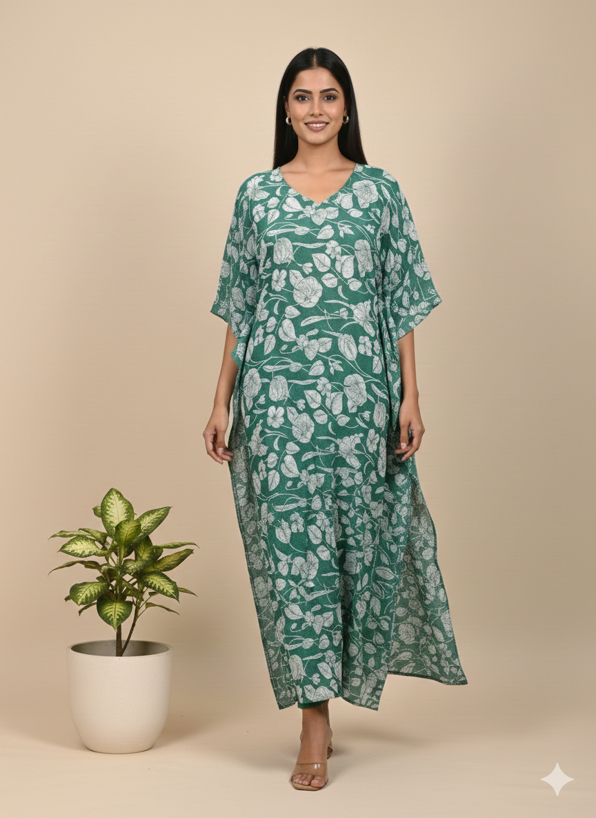 Pikaru Fashion Women's Cotton Tiger Print Kaftan & Kimono - Striped Bohemian Beachwear - Luxury Resort Loungewear Collection