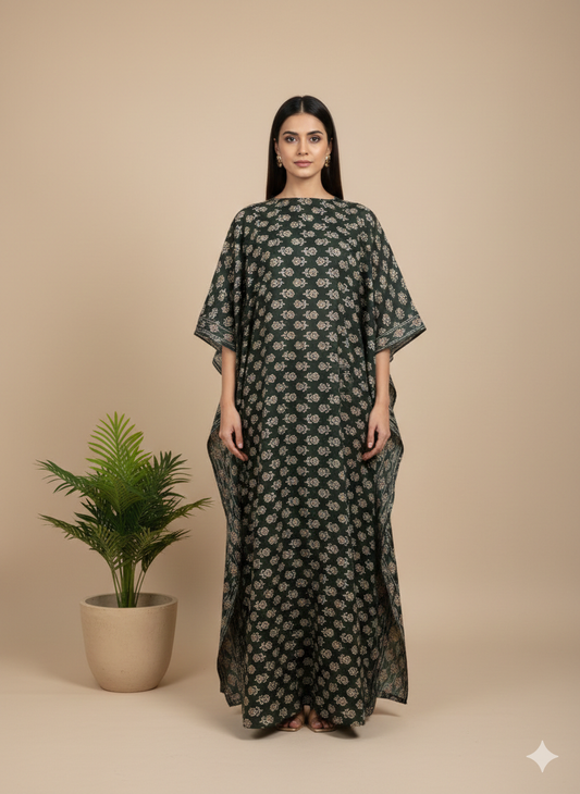 Pikaru Fashion Women's Cotton Tiger Print Kaftan - Striped Bohemian Beachwear & Resort Dress - Luxury Oversized Summer Cover-Up