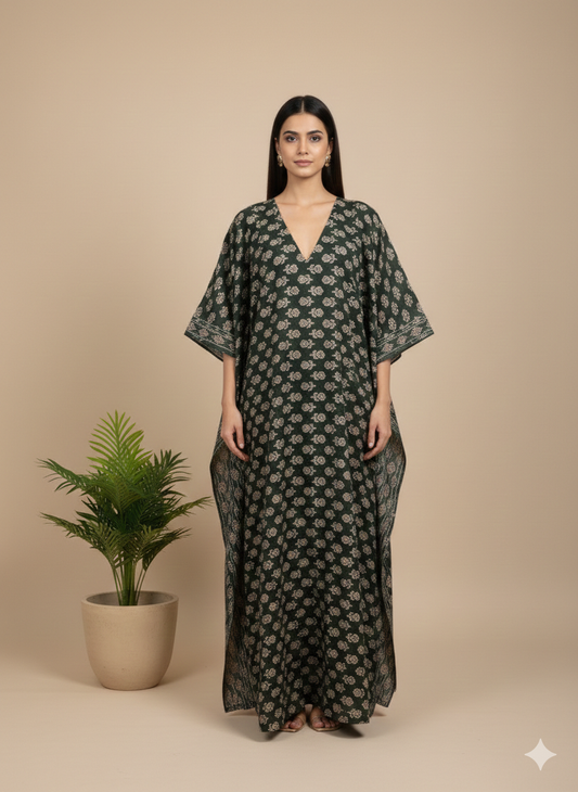 Pikaru Fashion Women's Cotton Tiger Print Kaftan - Striped Bohemian Beachwear & Resort Dress - Luxury Oversized Summer Cover-Up