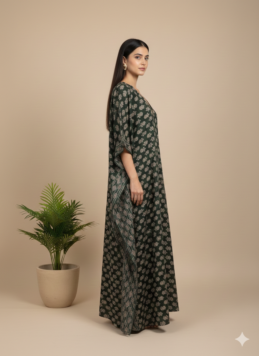 Pikaru Fashion Women's Cotton Tiger Print Kaftan - Striped Bohemian Beachwear & Resort Dress - Luxury Oversized Summer Cover-Up