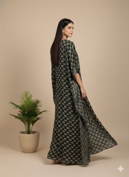 Pikaru Fashion Women's Cotton Tiger Print Kaftan - Striped Bohemian Beachwear & Resort Dress - Luxury Oversized Summer Cover-Up