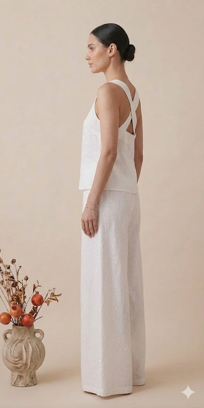 White Linen Co-ord Set for Women