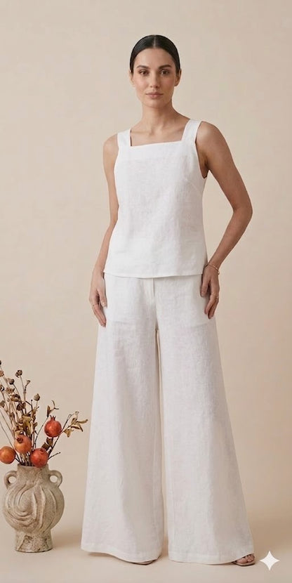 White Linen Co-ord Set for Women