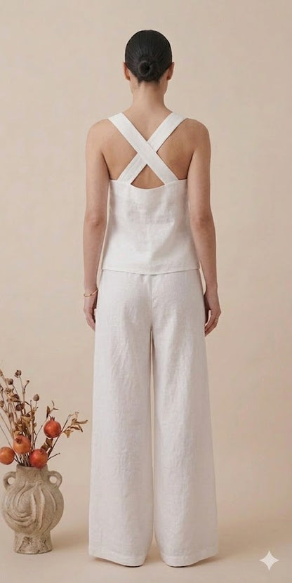 White Linen Co-ord Set for Women