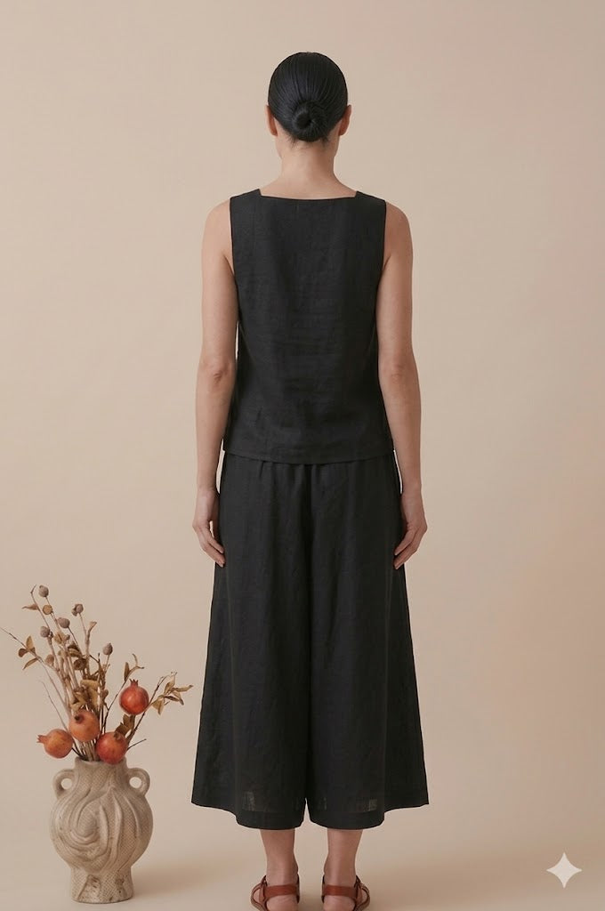 Black Linen Co-ord Set for Women