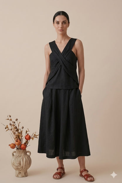 Black Linen Co-ord Set for Women