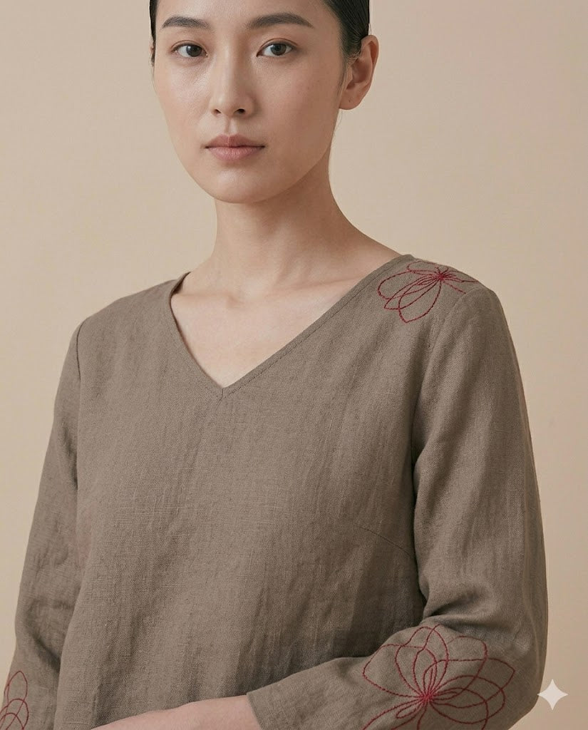 Olive Brown Linen Co-ord Set for Women