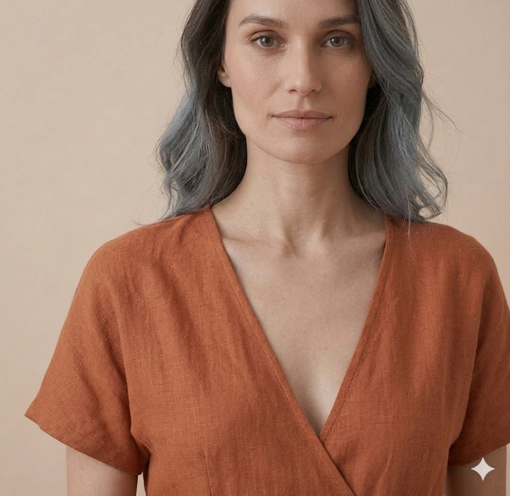 Rust Orange Linen Maxi Dress