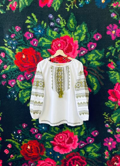 Hand-Embroidered Cotton Boho Blouse – White Traditional Folk Tunic Top with Intricate Sleeve & Neck Embroidery