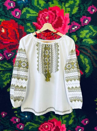 Hand-Embroidered Cotton Boho Blouse – White Traditional Folk Tunic Top with Intricate Sleeve & Neck Embroidery