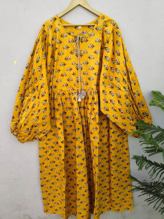 Sunburst Mustard Boho Maxi Dress | Lightweight Cotton Maxi