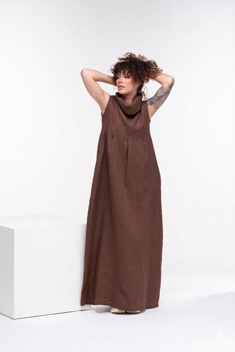 Women's Chocolate Brown Cotton Sleeveless Jumpsuit