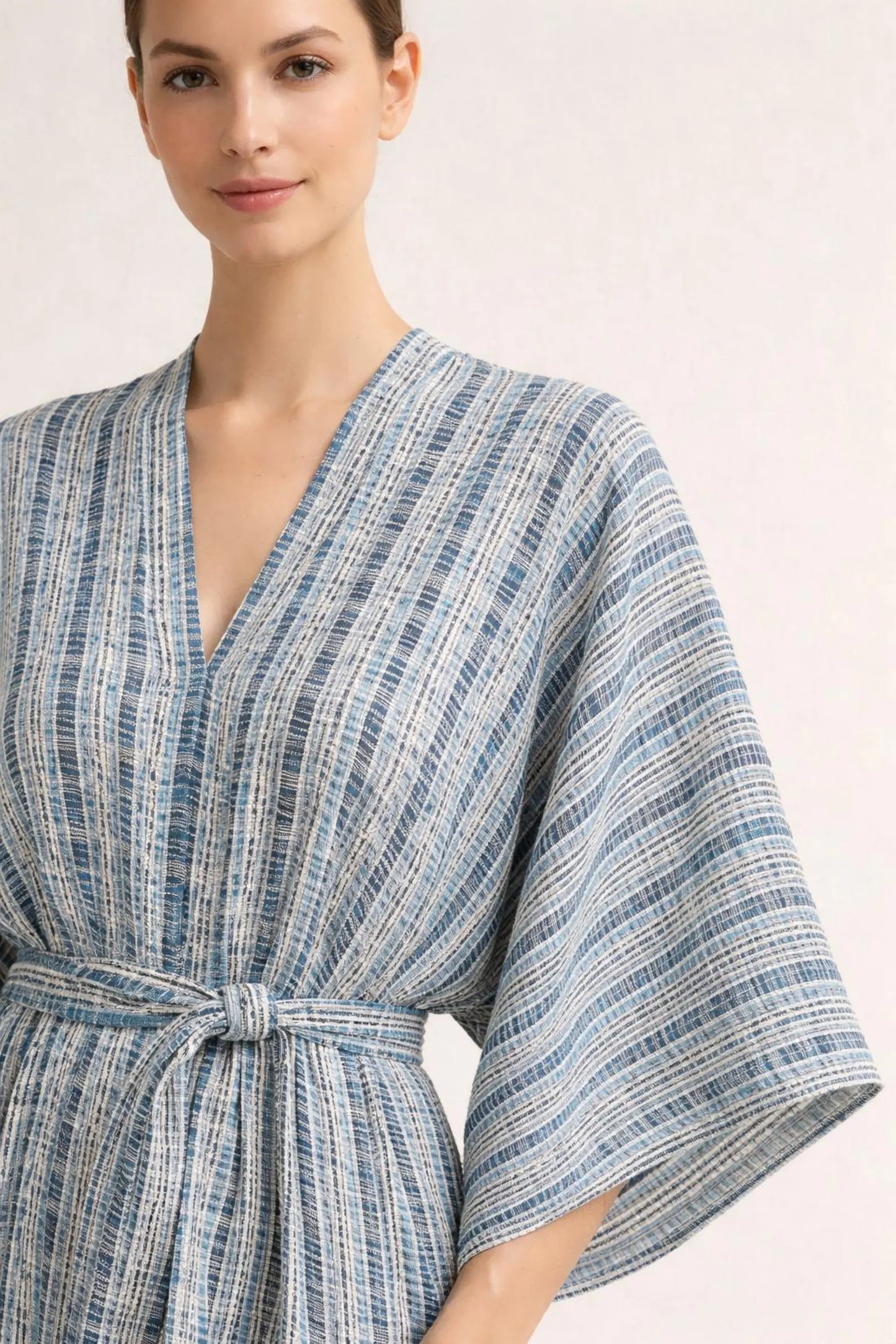 Striped Kimono Maxi Dress | Belted Flowy Resort Dress | Boho Beach Cover Up for Women