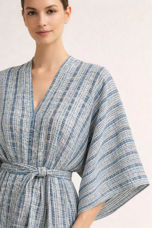 Striped Kimono Maxi Dress | Belted Flowy Resort Dress | Boho Beach Cover Up for Women
