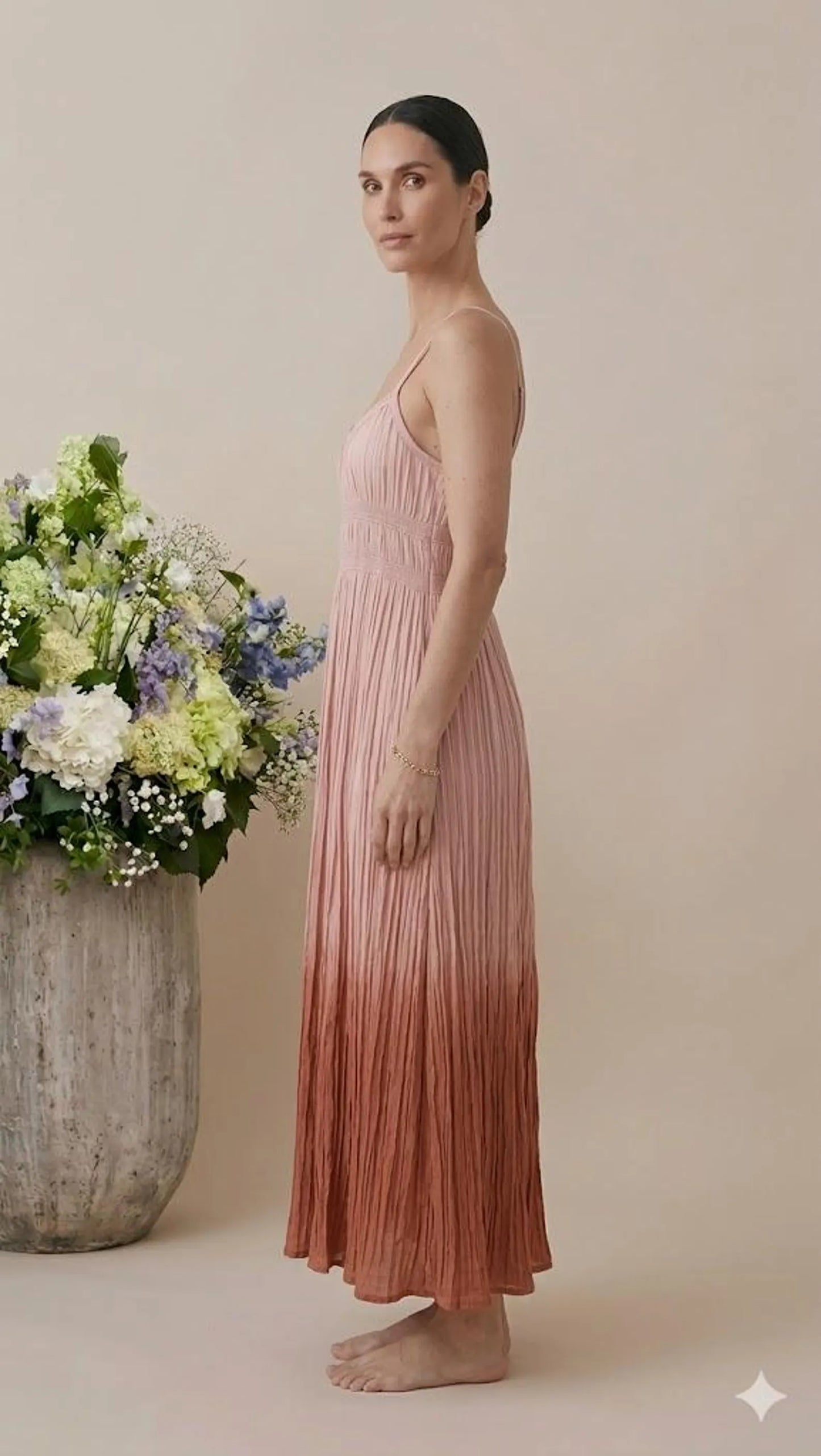 Ombre Pleated Maxi Dress | Spaghetti Strap Flowy Summer Dress | Boho Resort Wear for Women