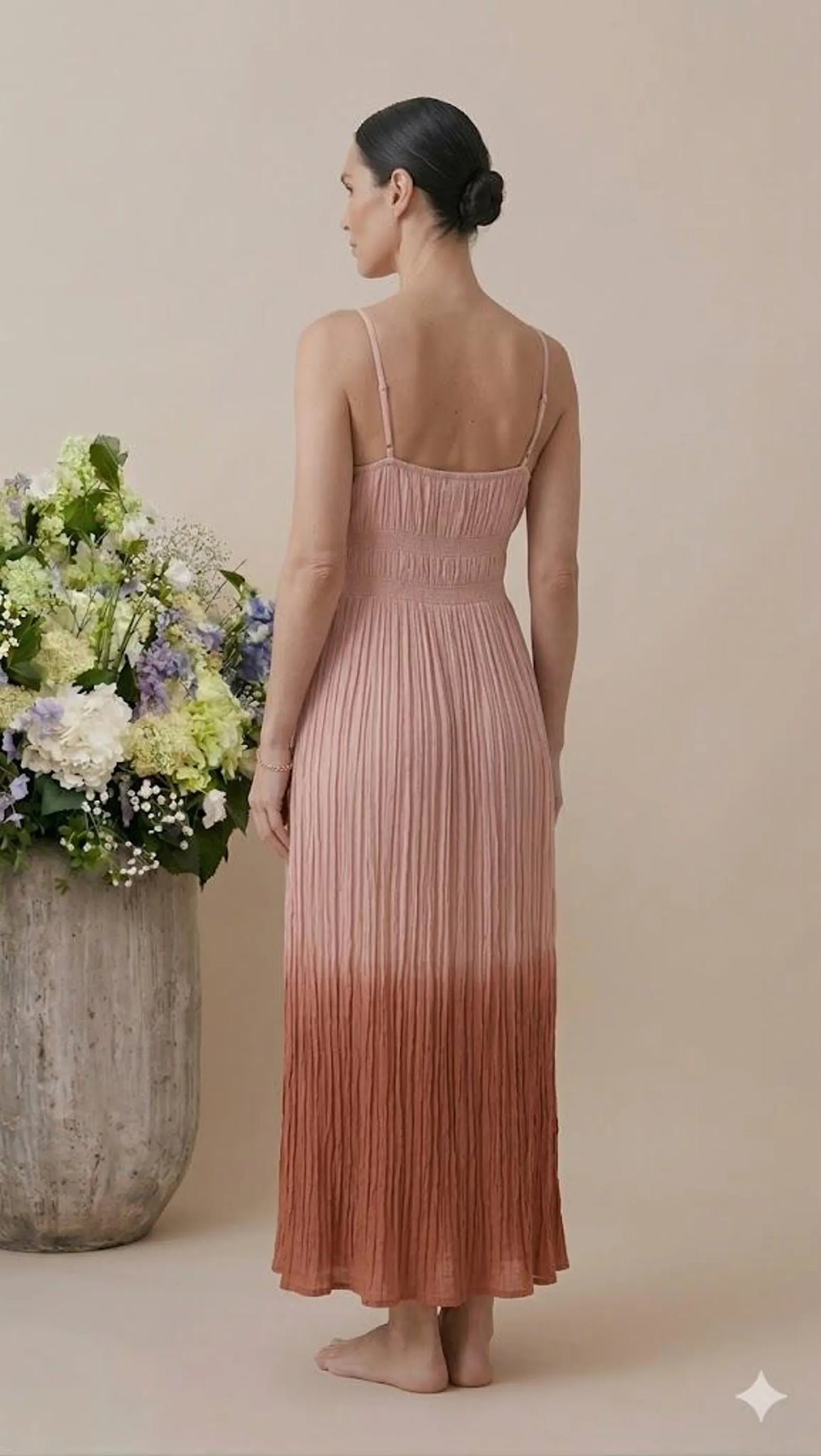 Ombre Pleated Maxi Dress | Spaghetti Strap Flowy Summer Dress | Boho Resort Wear for Women